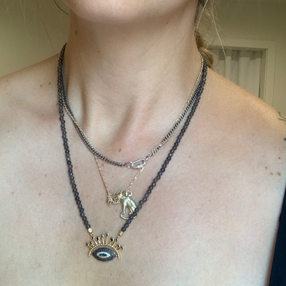 Handmade evil eye gemstone layering necklace - Picture 8 of 8